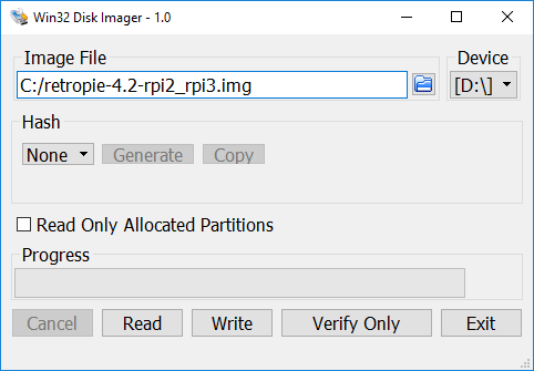 RetroPie - Win32 Disk Imager
